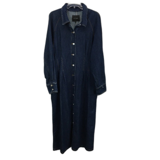 Witchery Denim Longline Indigo Blue Button Through Midi Dress Ladies Size 20
