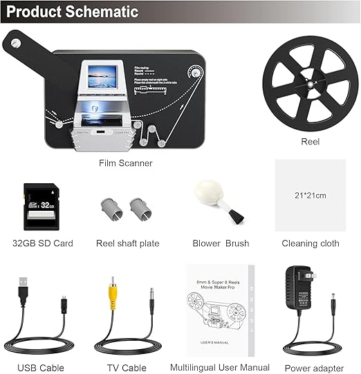 Eyesen 8mm & Super 8 Reels Movie Maker Pro Film to Digital Scanner Converter NEW