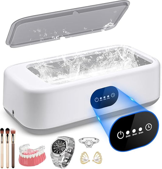 640ml 360 Degree Ultrasonic Stainless Steel Tank Jewelry Cleaner NEW