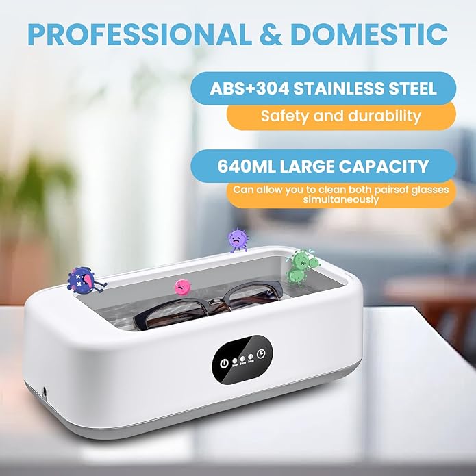 640ml 360 Degree Ultrasonic Stainless Steel Tank Jewelry Cleaner NEW