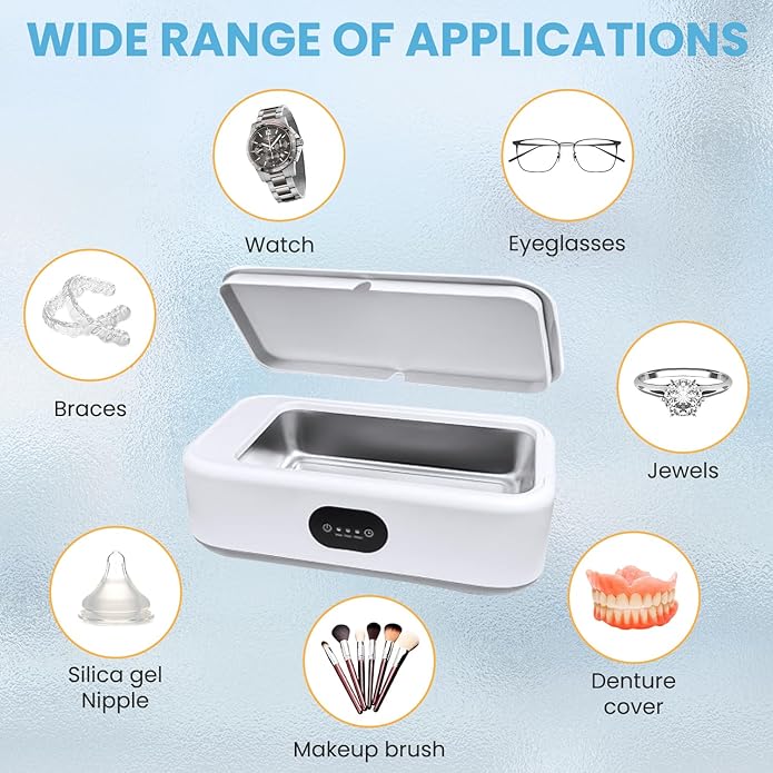 640ml 360 Degree Ultrasonic Stainless Steel Tank Jewelry Cleaner NEW