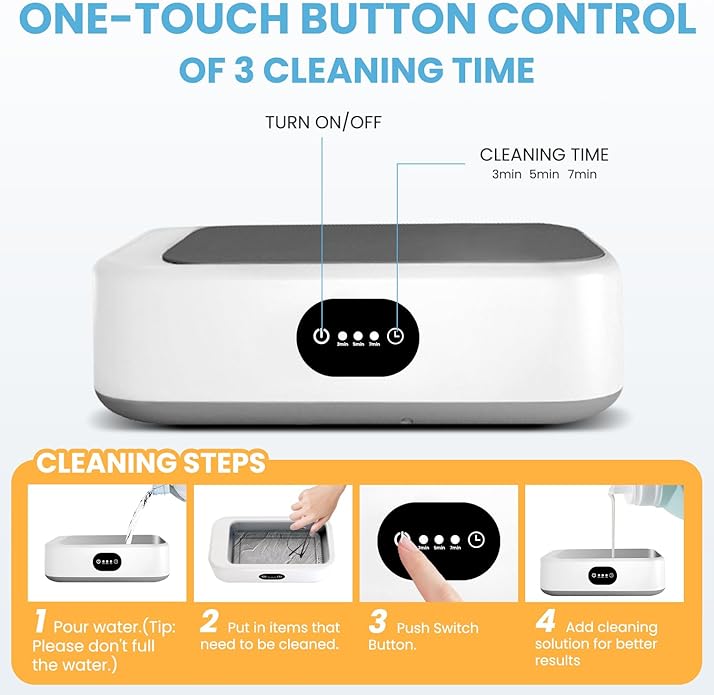 640ml 360 Degree Ultrasonic Stainless Steel Tank Jewelry Cleaner NEW