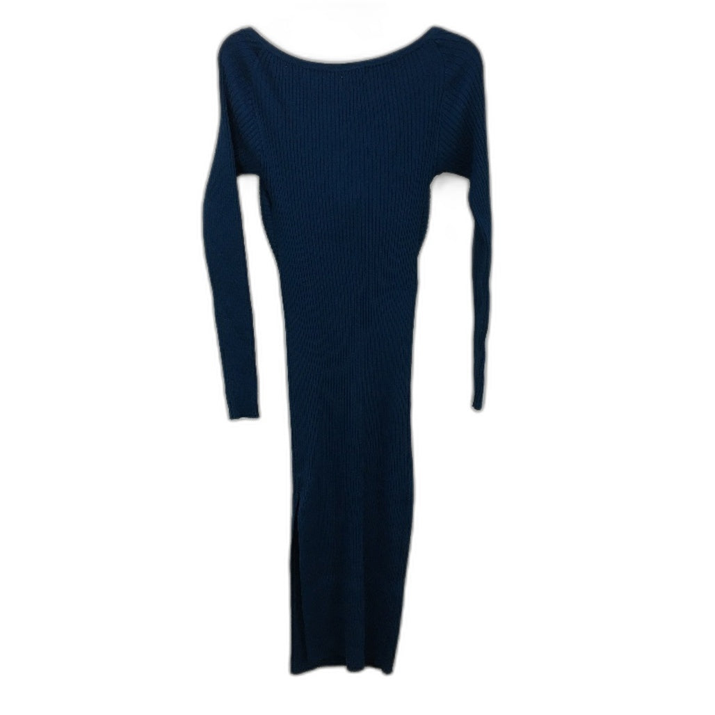 Valleygirl Longsleeve Ribbed Cut Out Teal Midi Dress Ladies Size Medium NEW