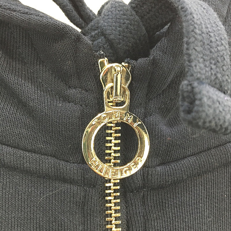 Tommy Hilfiger Quarter Zip Hooded Navy Front Pocket Jumper Ladies Size Large