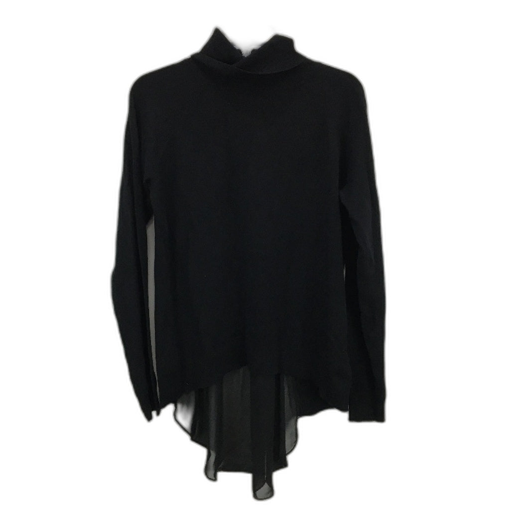 Karen Millen Pullover Knit Turtleneck Chiffon Flare Black Sweater Ladies Size 3