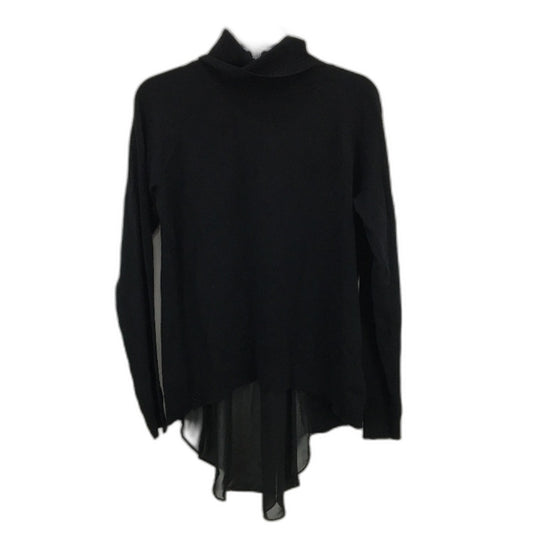 Karen Millen Pullover Knit Turtleneck Chiffon Flare Black Sweater Ladies Size 3