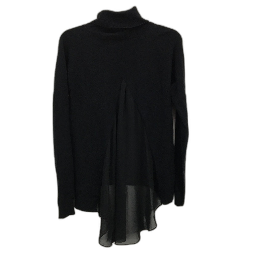 Karen Millen Pullover Knit Turtleneck Chiffon Flare Black Sweater Ladies Size 3