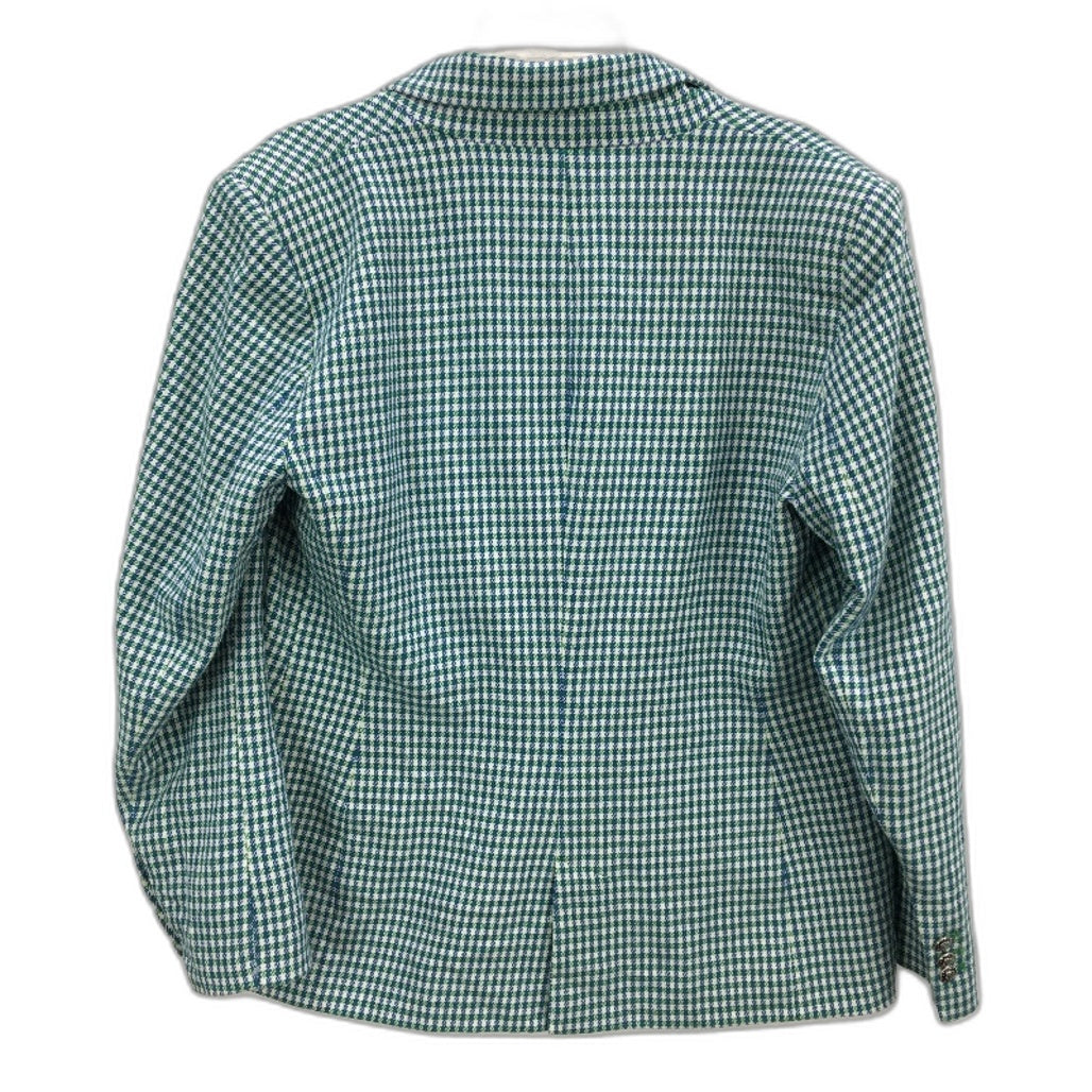 Zara Double Breasted Green Blue Gingham Fitted Blazer Jacket Ladies Size XL