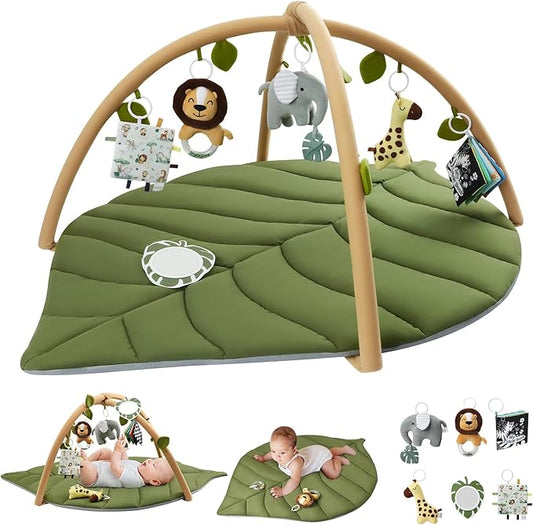 Blissful Diary Large Green Leaf Baby Play Activity Gym for Ages 0-36 Months NEW