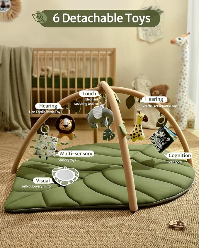 Blissful Diary Large Green Leaf Baby Play Activity Gym for Ages 0-36 Months NEW