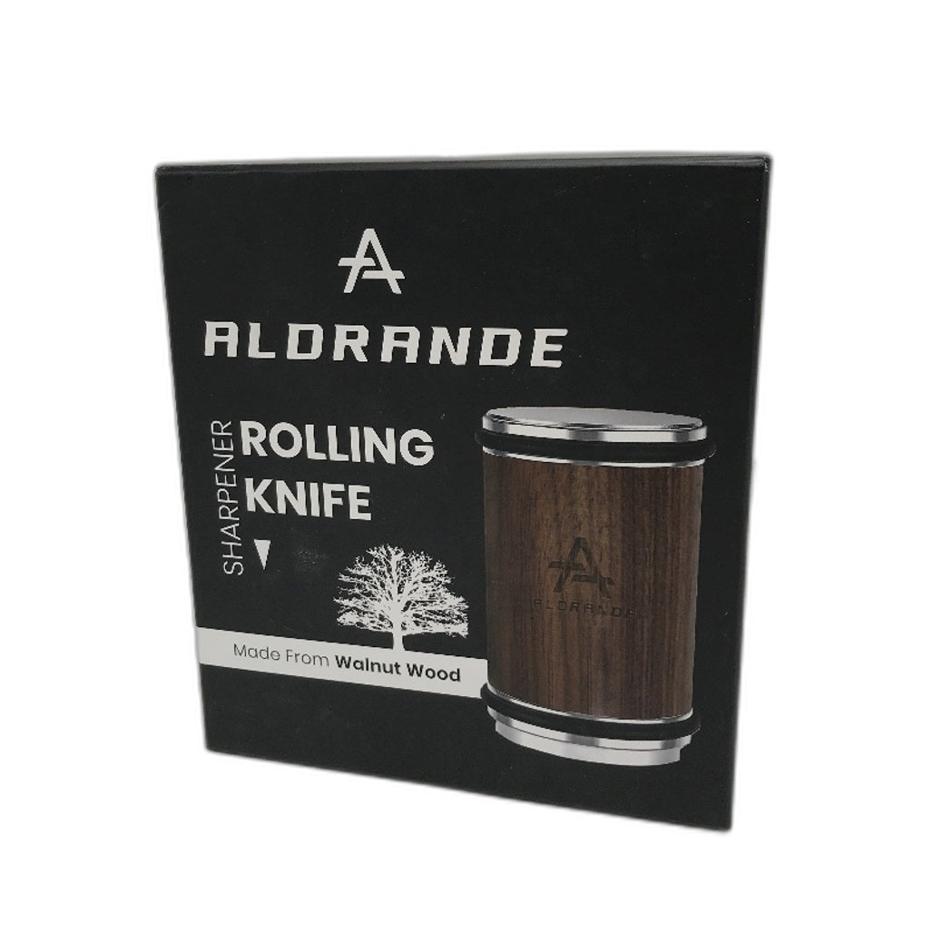 Aldrande 15 and 20 Degree Rolling Knife Sharpener Made from Walnut Wood NEW