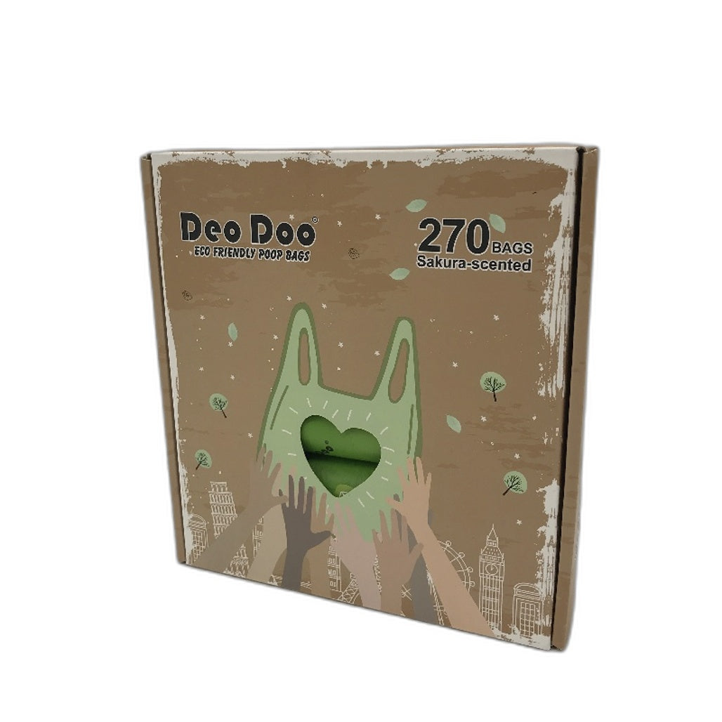 Deo Doo 270pcs 18 Rolls Eco Friendly Sakura Scented Dog Poo Bags with Handle NEW