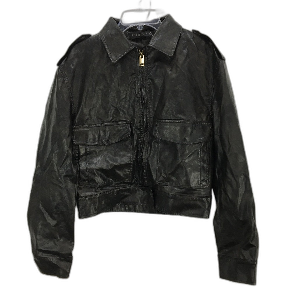 Lioness Eighties Vegan Leather Black Bomber Jacket Ladies Size XS NEW