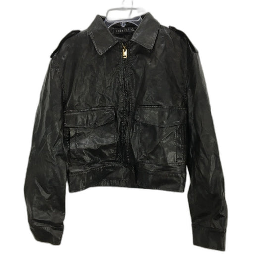 Lioness Eighties Vegan Leather Black Bomber Jacket Ladies Size XS NEW