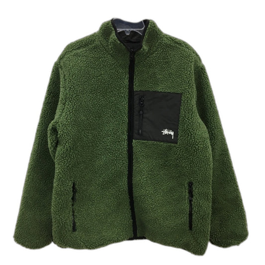 Stussy 8 Ball Lightweight Green Sherpa Reversible Jacket Unisex Size Medium NEW