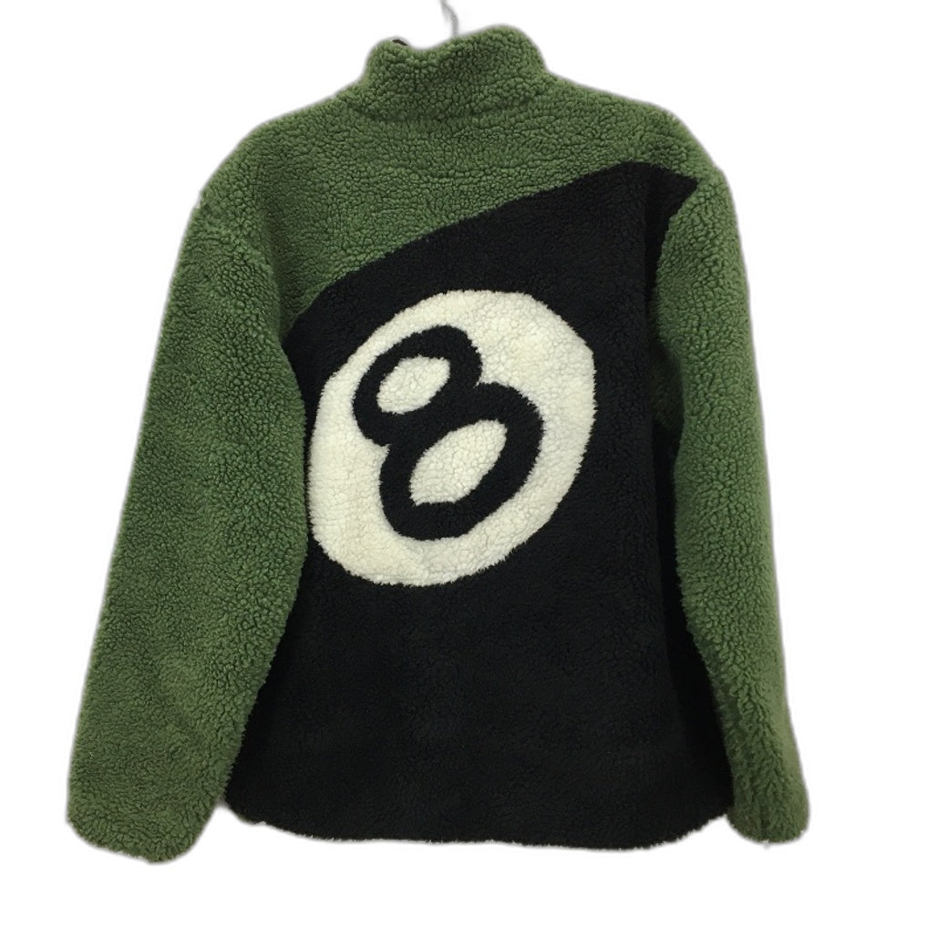 Stussy 8 Ball Lightweight Green Sherpa Reversible Jacket Unisex Size Medium NEW