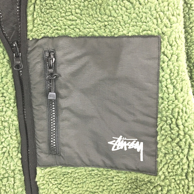 Stussy 8 Ball Lightweight Green Sherpa Reversible Jacket Unisex Size Medium NEW