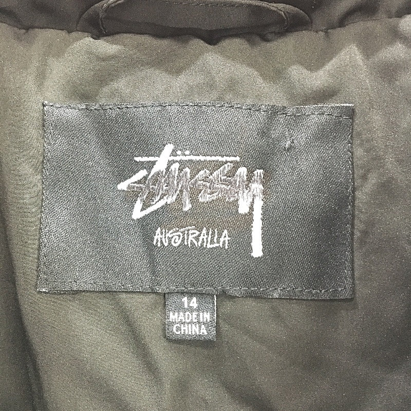 Stussy Graffiti Black High Neck Cropped Puffer Jacket Ladies Size AU 14 NEW