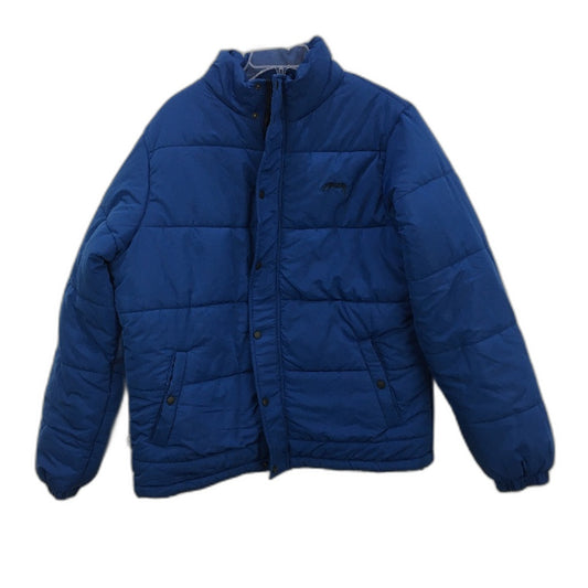 Stussy Aurora Blue Quilted Stand Up Collar Puffer Jacket Mens Size Large NEW