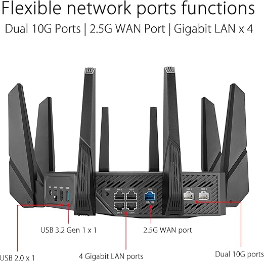 ASUS ROG Rapture GT-AXE16000 WiFi 6E Quad Band Aura RGB Gaming Router EU Ver NEW