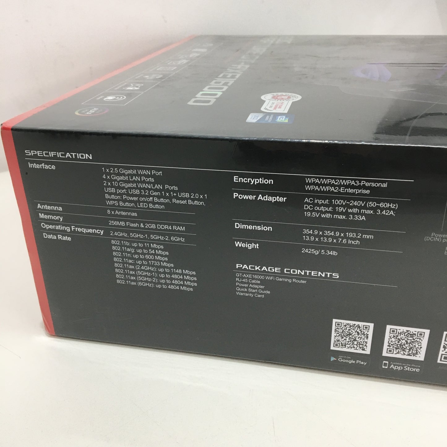 ASUS ROG Rapture GT-AXE16000 WiFi 6E Quad Band Aura RGB Gaming Router EU Ver NEW