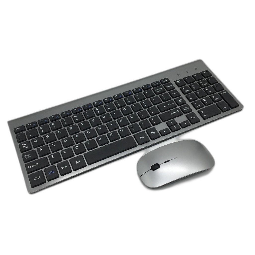 Moojay Wireless Full Sized Ultra Slim Keyboard and Mouse Combo in Silver DEMO