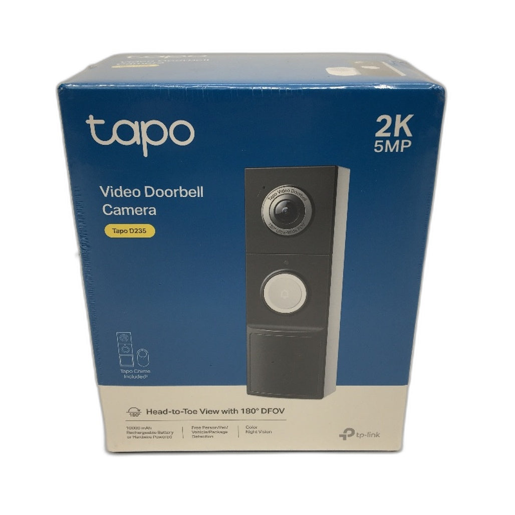 TP-LINK Tapo D235 2K 5MP 180 Degree Smart Video Doorbell with Chime UK Ver NEW