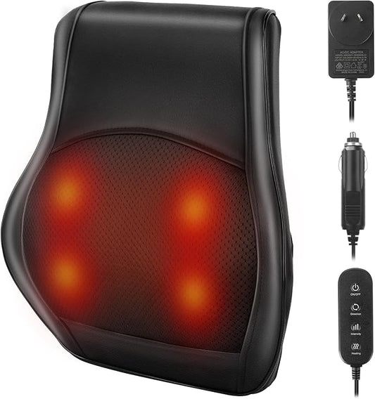 6 in 1 24W 3 Speed Multi Area Kneading Back Massager Pillow with Heat NEW