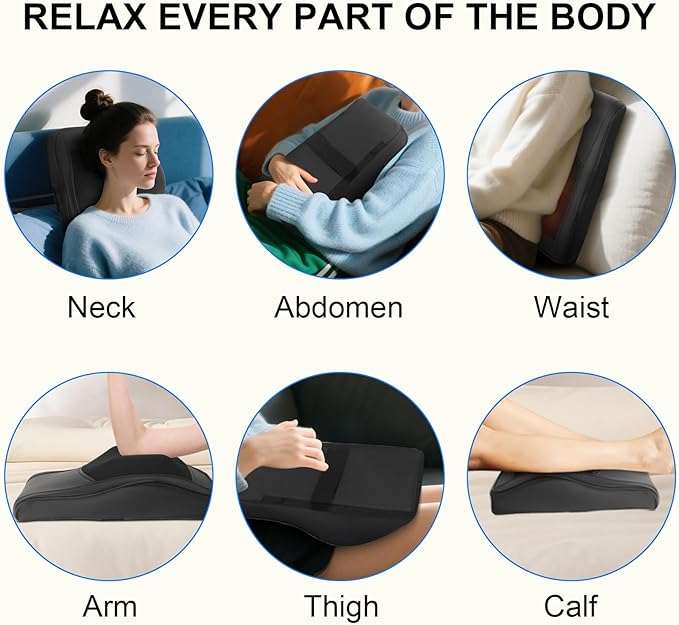 6 in 1 24W 3 Speed Multi Area Kneading Back Massager Pillow with Heat NEW