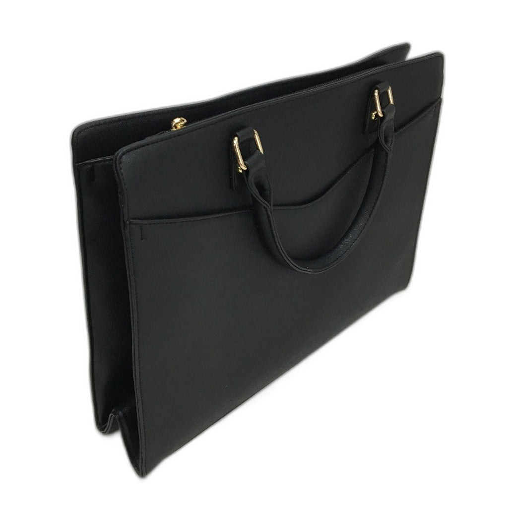 Professional Black Leather Look 15.6 Inch Laptop Bag Zip Up Work Tote NEW