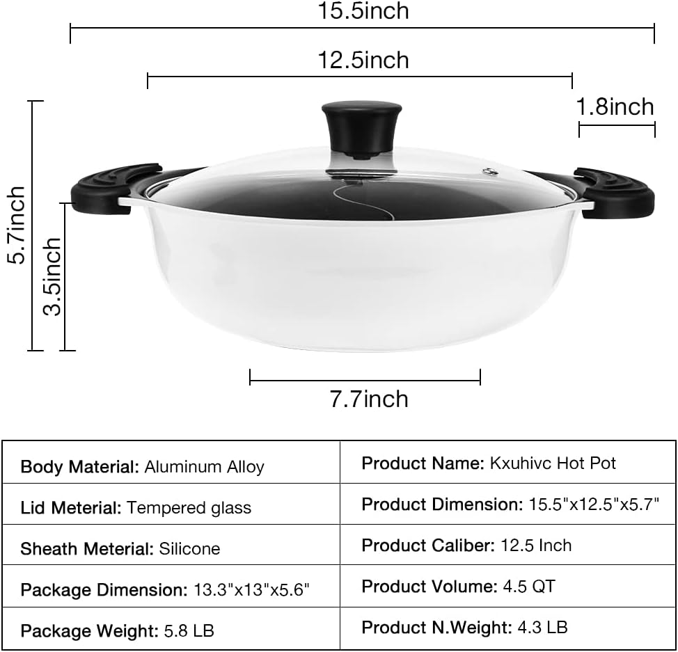Kerykwan White Chinese Shabu Shabu Hot Pot With Divider All Hob Cooker 4.5L NEW