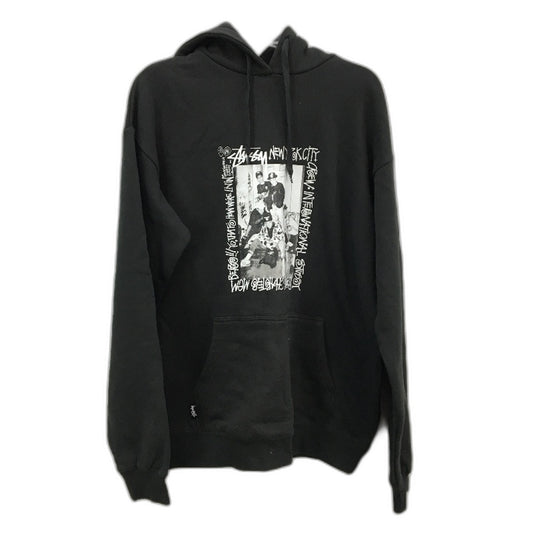 Stussy Dark Grey NYC Crew Long Sleeve Hooded Jumper Mens Size XL NEW