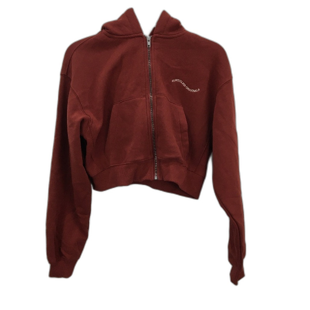 Subtitled Originals Rust Red Hooded Crop Short Zip Up Jumper Ladies Size XS NEW