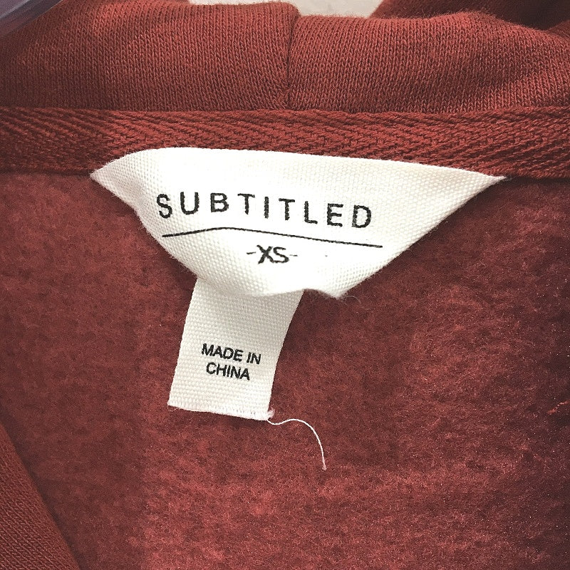 Subtitled Originals Rust Red Hooded Crop Short Zip Up Jumper Ladies Size XS NEW