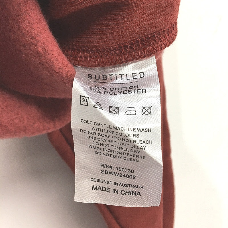 Subtitled Originals Rust Red Hooded Crop Short Zip Up Jumper Ladies Size XS NEW