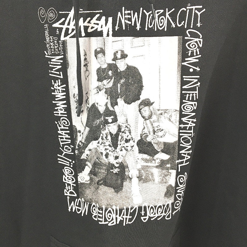 Stussy Dark Grey NYC Crew Long Sleeve Hooded Jumper Mens Size Large/XL NEW