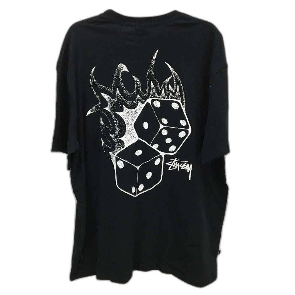 Stussy Fire Dice Classic Black White Logo Printed TShirt Mens Size 2XL NEW