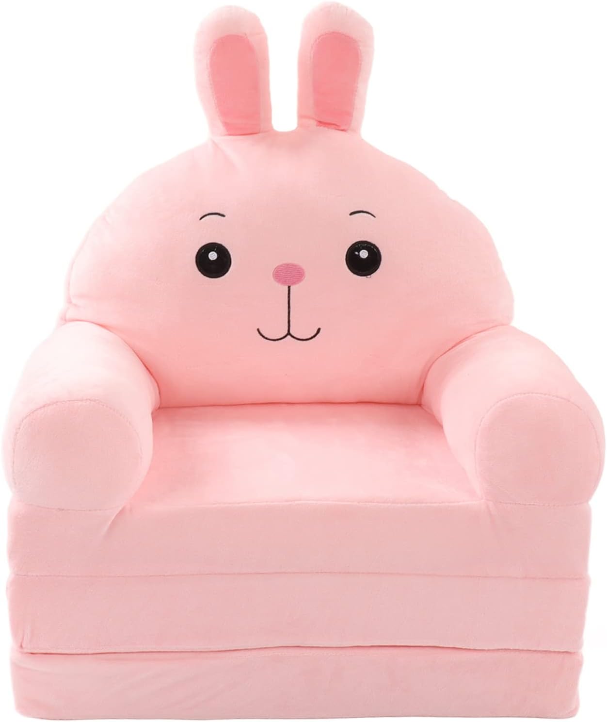 Pink Rabbit 2 in 1 Foldable Soft & Plush Children Couch Flip Open Sofa Bed NEW