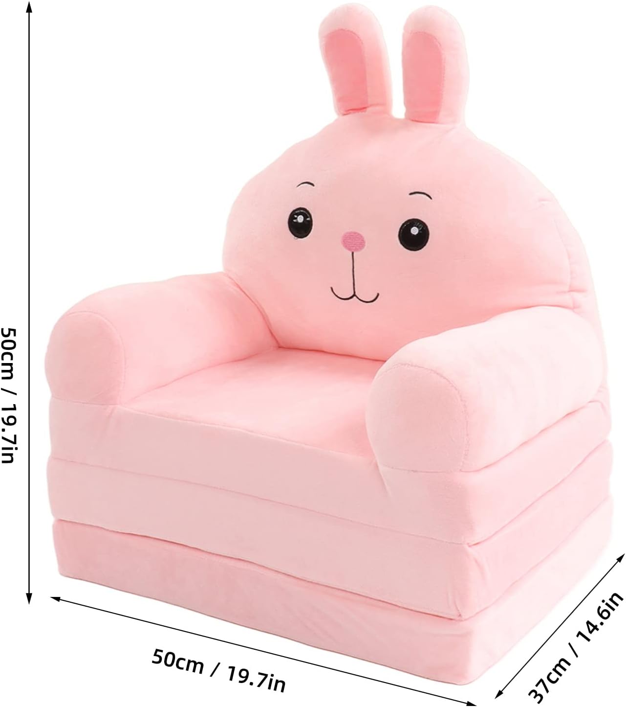 Pink Rabbit 2 in 1 Foldable Soft & Plush Children Couch Flip Open Sofa Bed NEW