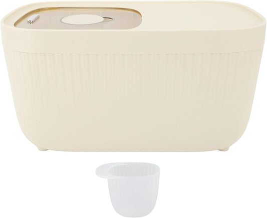 Uforu Cream Plastic Sealed Rice Flour Storage Container & Measuring Cup NEW