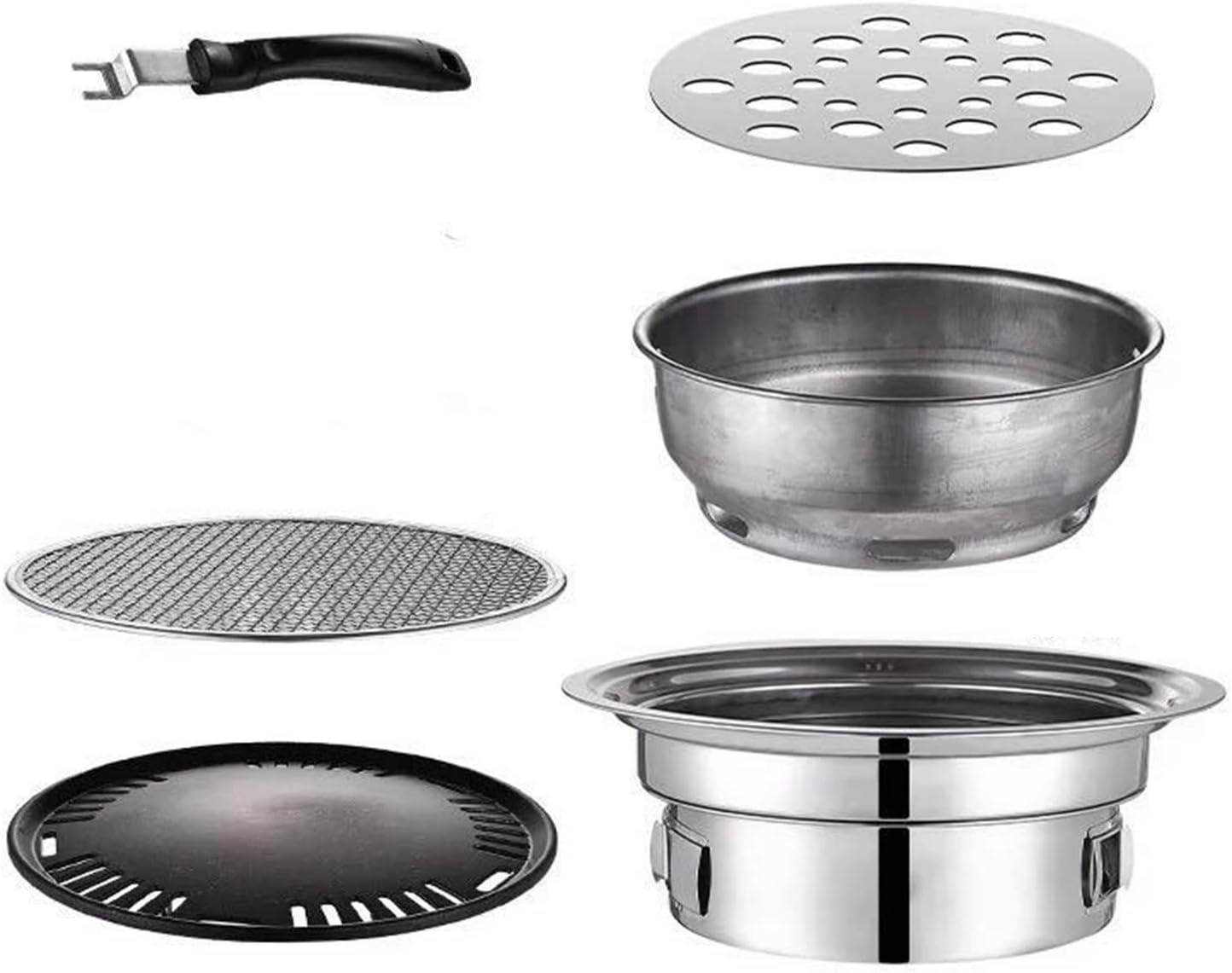 Korean BBQ Stainless Steel Multifunctional Charcoal Barbecue Grill 16" NEW