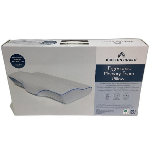Kirkton House Thin Ergonomic Memory Foam Pillow & Removable Cover 57 x 34cm NEW