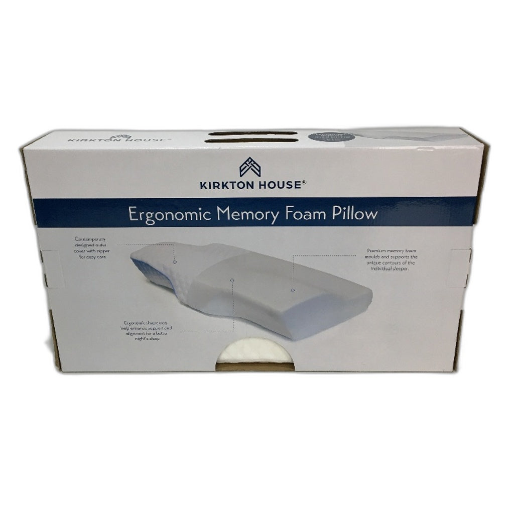 Kirkton House Thin Ergonomic Memory Foam Pillow & Removable Cover 57 x 34cm NEW