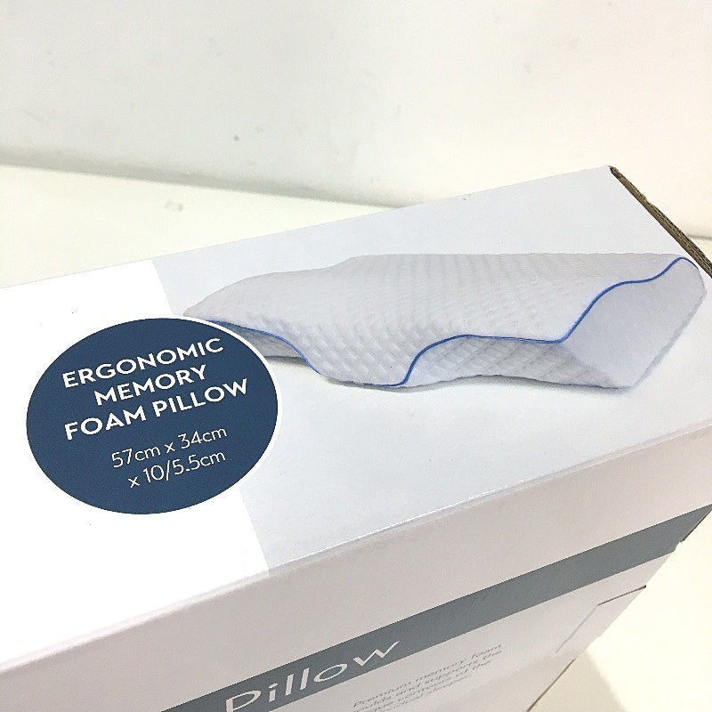 Kirkton House Thin Ergonomic Memory Foam Pillow & Removable Cover 57 x 34cm NEW
