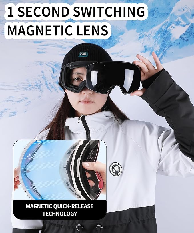 Lecage Silver Grey Snow Sports Snowboarding Ski Goggles Unisex Adults NEW