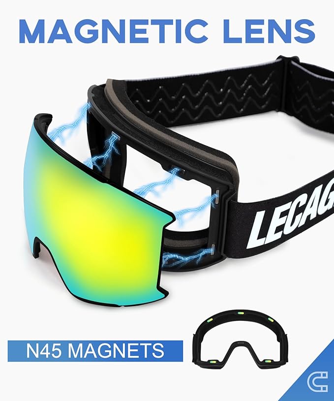 Lecage Silver Grey Snow Sports Snowboarding Ski Goggles Unisex Adults NEW
