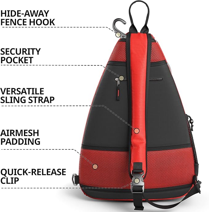 Athletico Midtown Sling Bag Crossbody Backpack For Pickleball Tennis Racketball