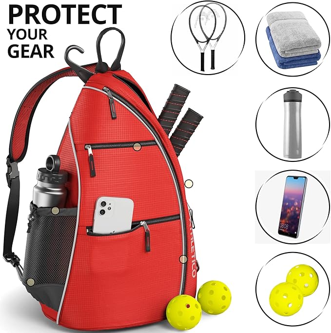 Athletico Midtown Sling Bag Crossbody Backpack For Pickleball Tennis Racketball
