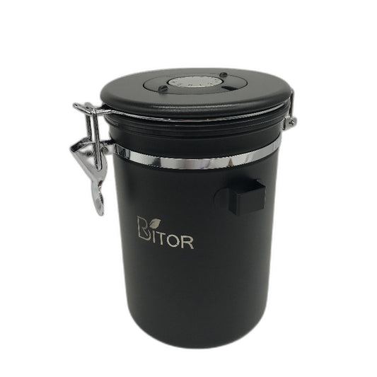 Stainless Steel 1.8L Airtight Coffee Canister Jar Measuring Spoon Date Tracker