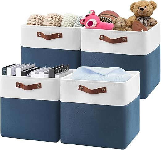 Patvingot 4 Pack 13 Inch Cube Storage Bins Foldable Basket Organizer With Handle